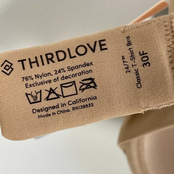 NEW $65 THIRDLOVE Womens Size 30F Classic Nude T-Shirt Bra Underwire - Picture 9 of 9